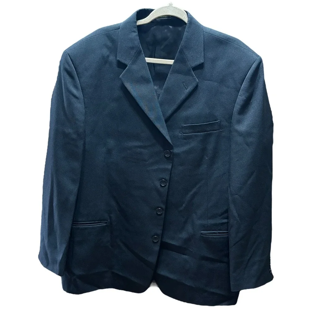 Falcone Men's 46 REG Black Polyester‎ Blazer Jacket Formal Suit Coat